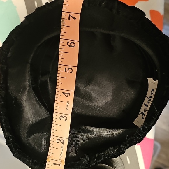 Delman Black Velvet Hat with Multi-color Satin Ribbons - Picture 4 of 9